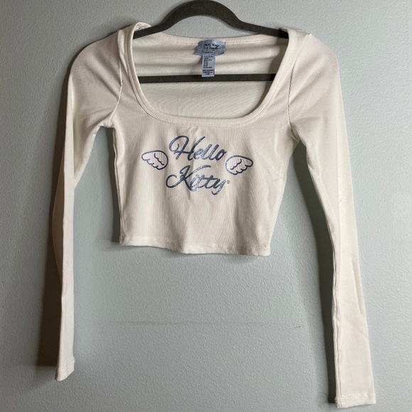 Hello Kitty long sleeve ribbed white top XS Forever 21 womens - Picture 1 of 6